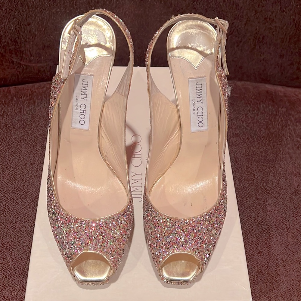 Jimmy choo clue glitter slingback